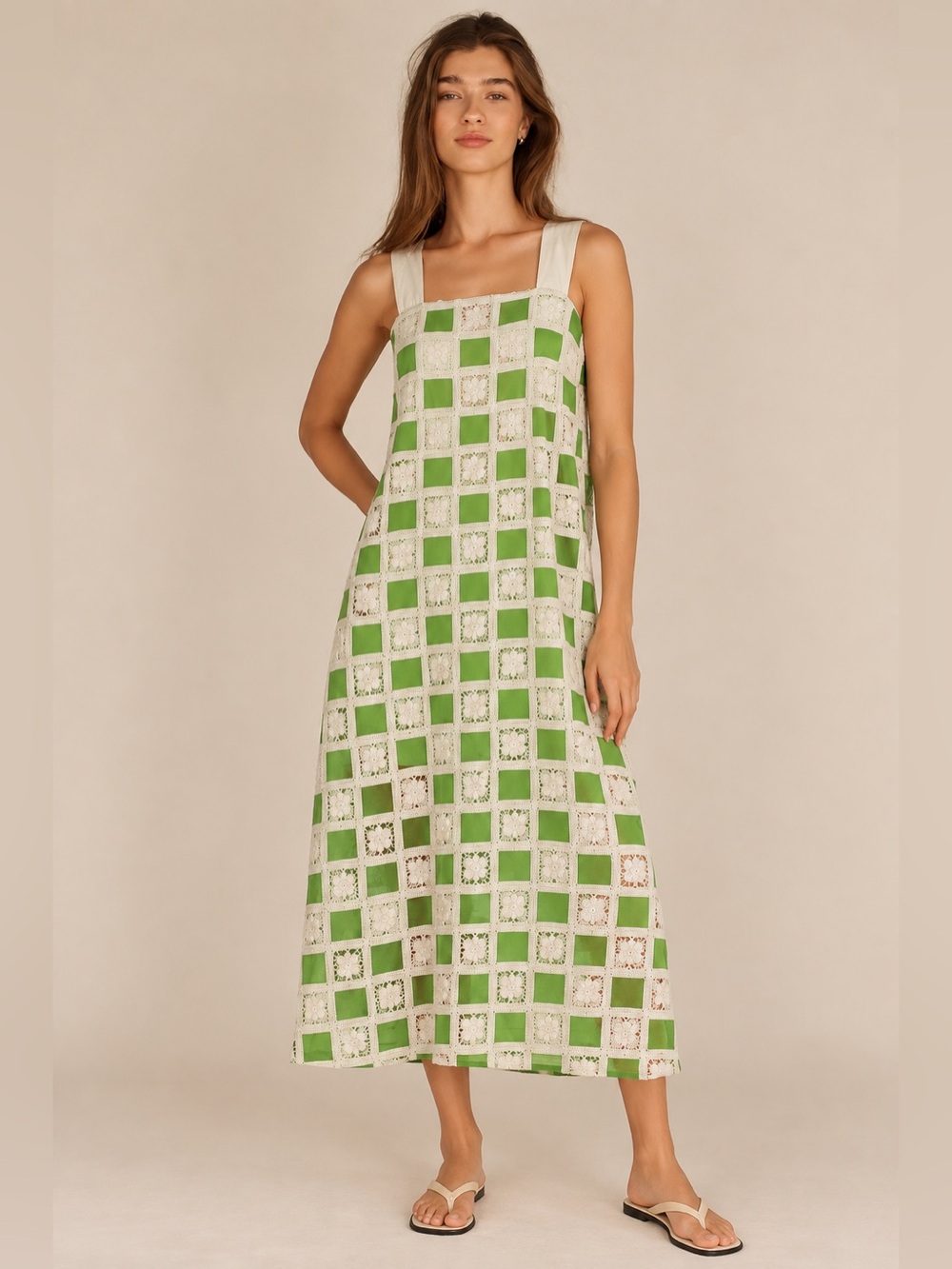 NWT Buru Long Sleeveless Square Neck Pillar Gown Maxi Dress Sz L